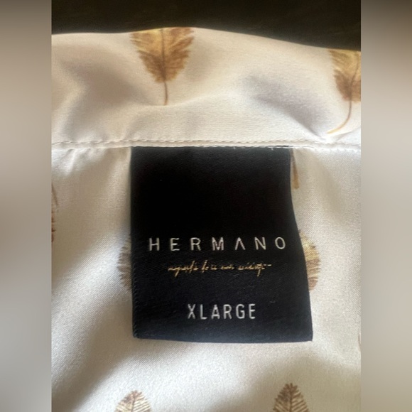 Buy HERMANO Mens Ram Print Short Sleeve Slim Fit Shirt WhiteXL - Picture 7 of 9